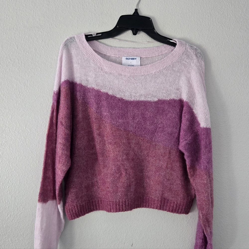 Old Navy Women's Sweater in Pink and Purple Ombre Sheer Lightweight
